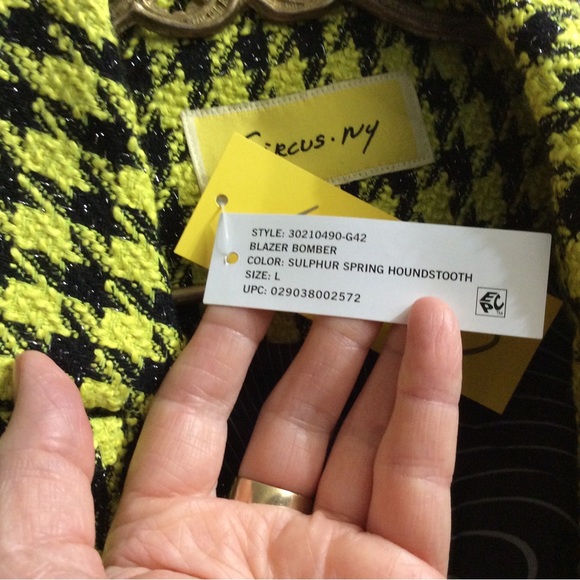NWT Circus NY unique funky bold Sulphur Spring Houndstooth Blazer Bomber - Picture 14 of 16